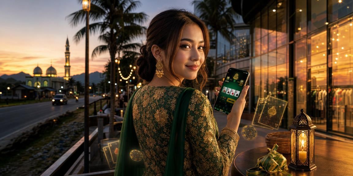 Suasana permainan kad poker sempena Hari Raya di Malaysia dengan keriangan keluarga